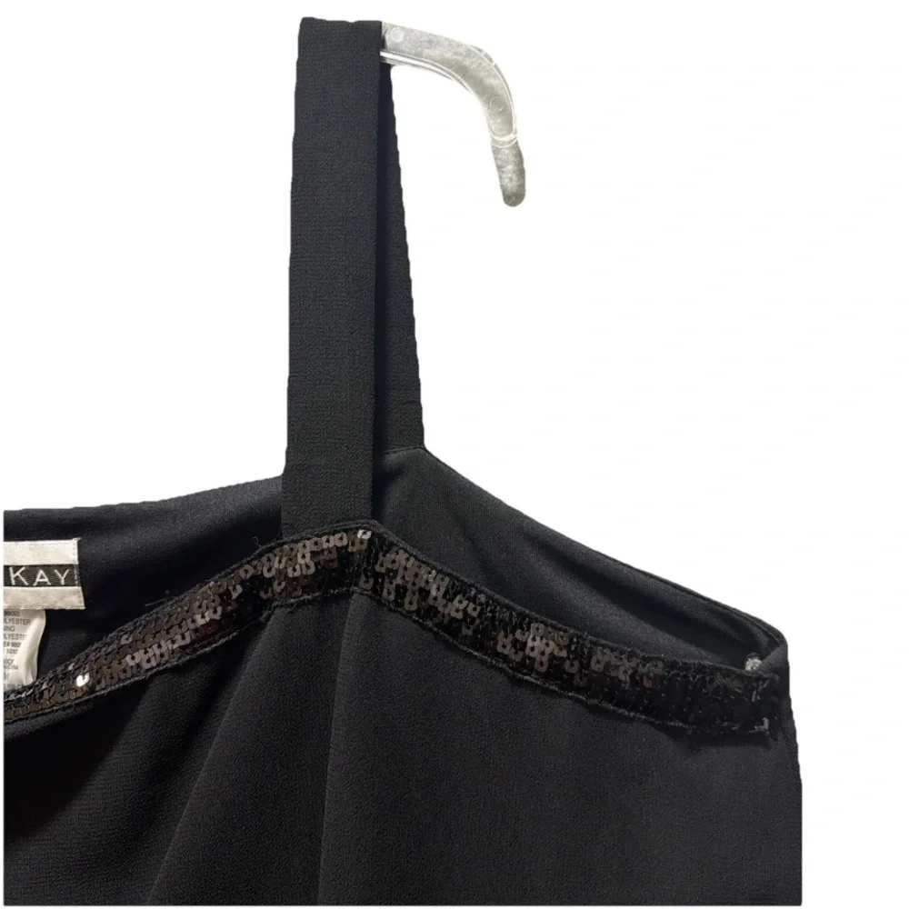 Donna Kay Black Sleeveless Sequin Accent Trim Evening Camisole Top Plus size 18W - Picture 3 of 8